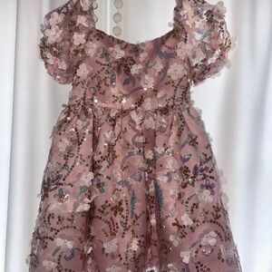 Rare Editions Blush Pink Floral Sequin Dress